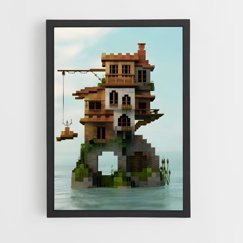 Poster L'Île Flottante – affiche Minecraft (vue 2)