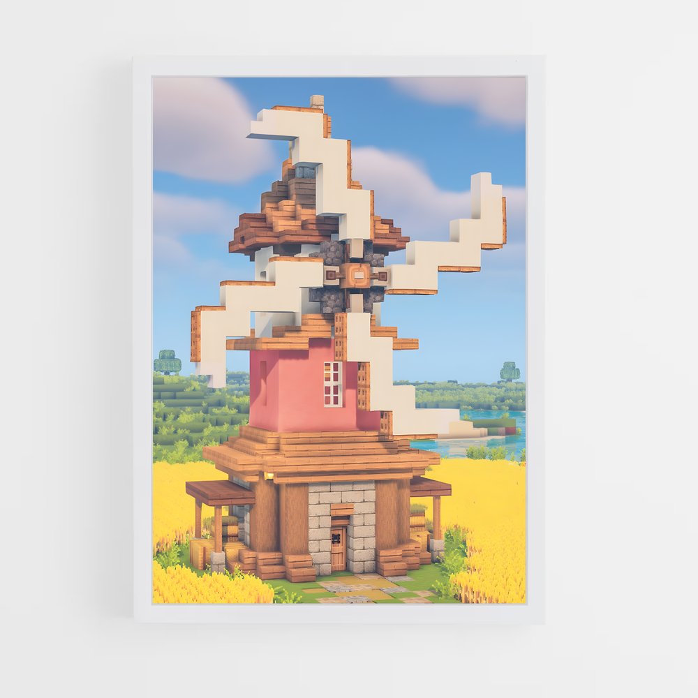 Poster Maison de Paille – affiche Minecraft (vue 3)