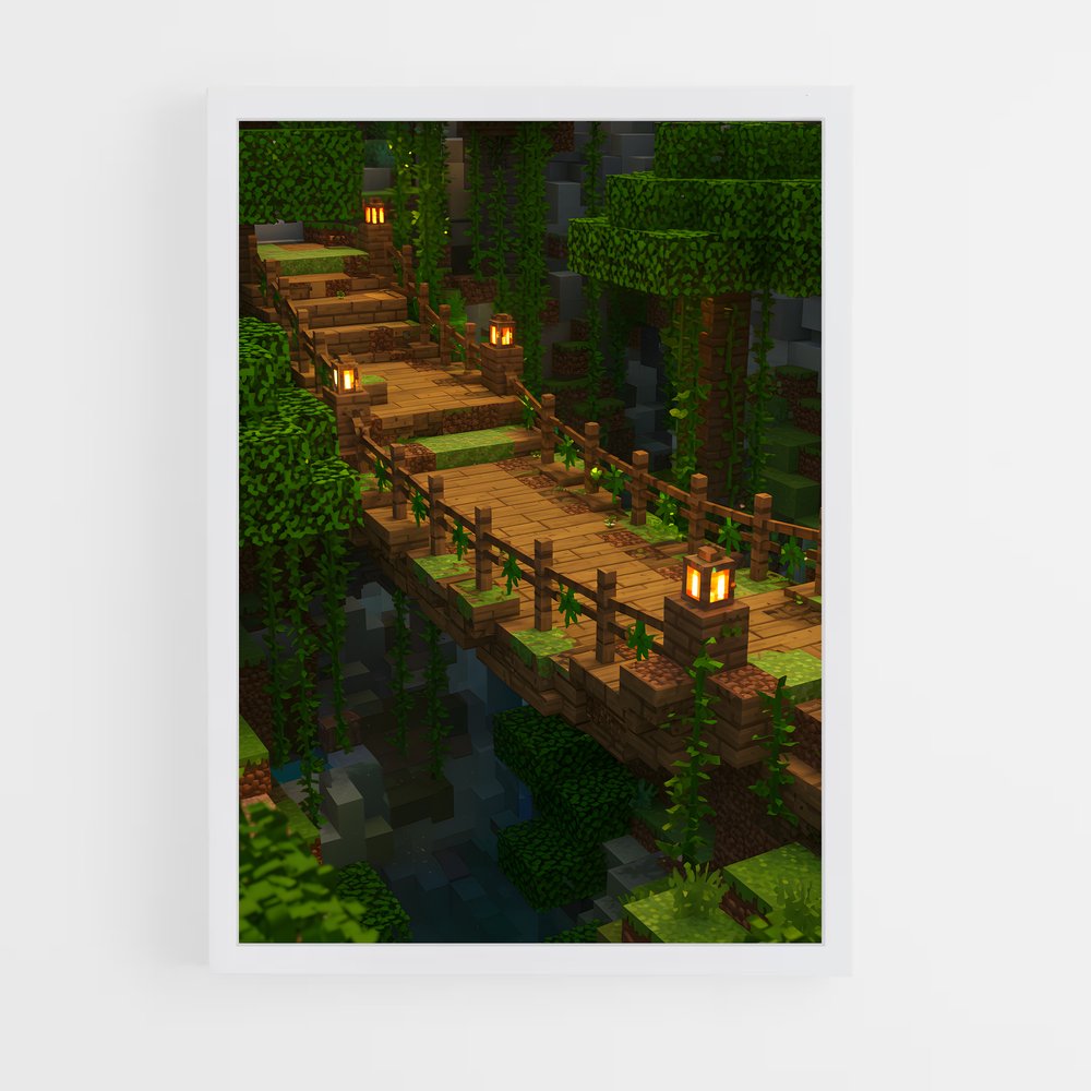 Poster Le Pont Enflammé – affiche Minecraft (vue 3)