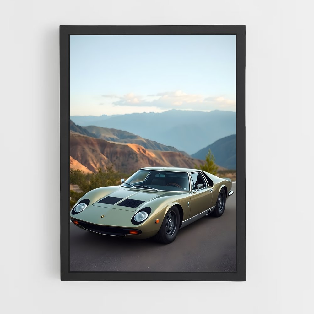Poster Miura vert et noir – affiche Lamborghini (vue 2)