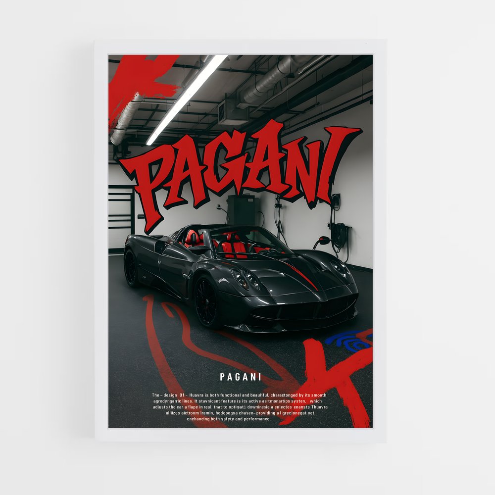 Poster Noir et Flammes – affiche Pagani (vue 3)