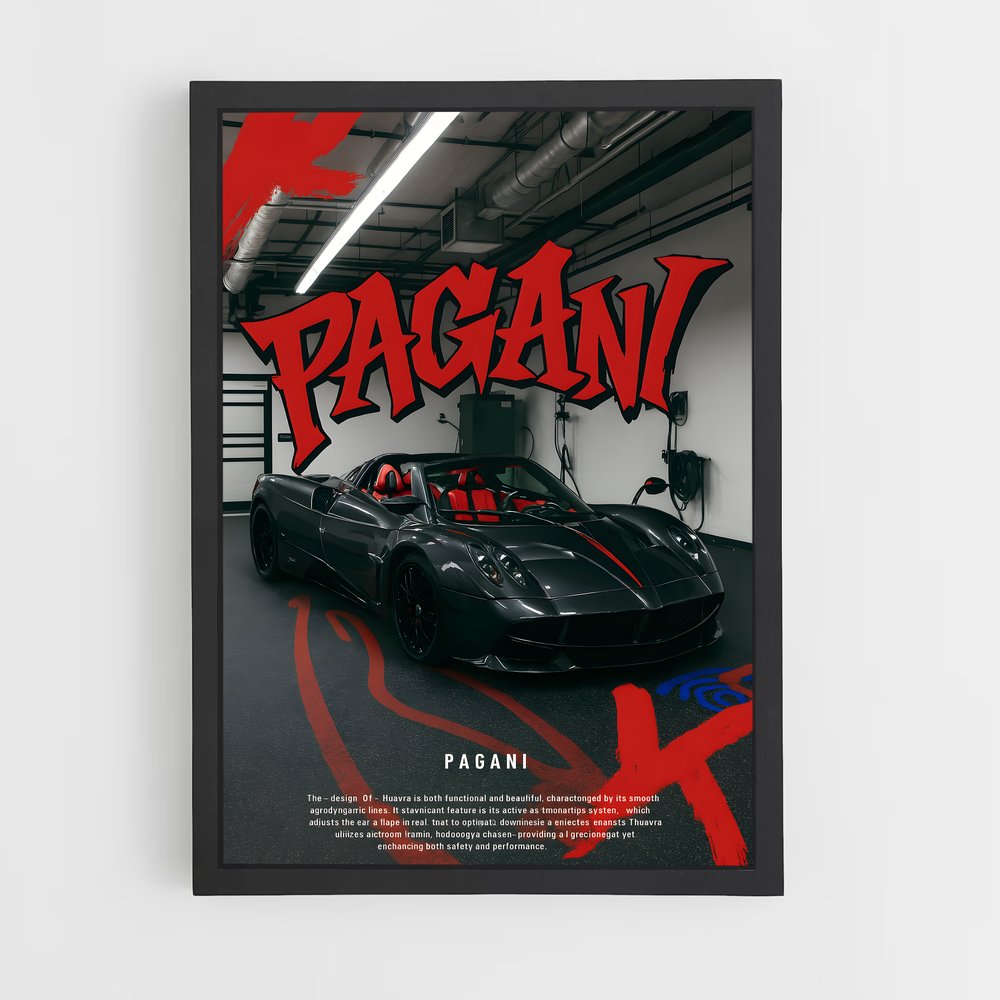 Poster Noir et Flammes – affiche Pagani (vue 2)