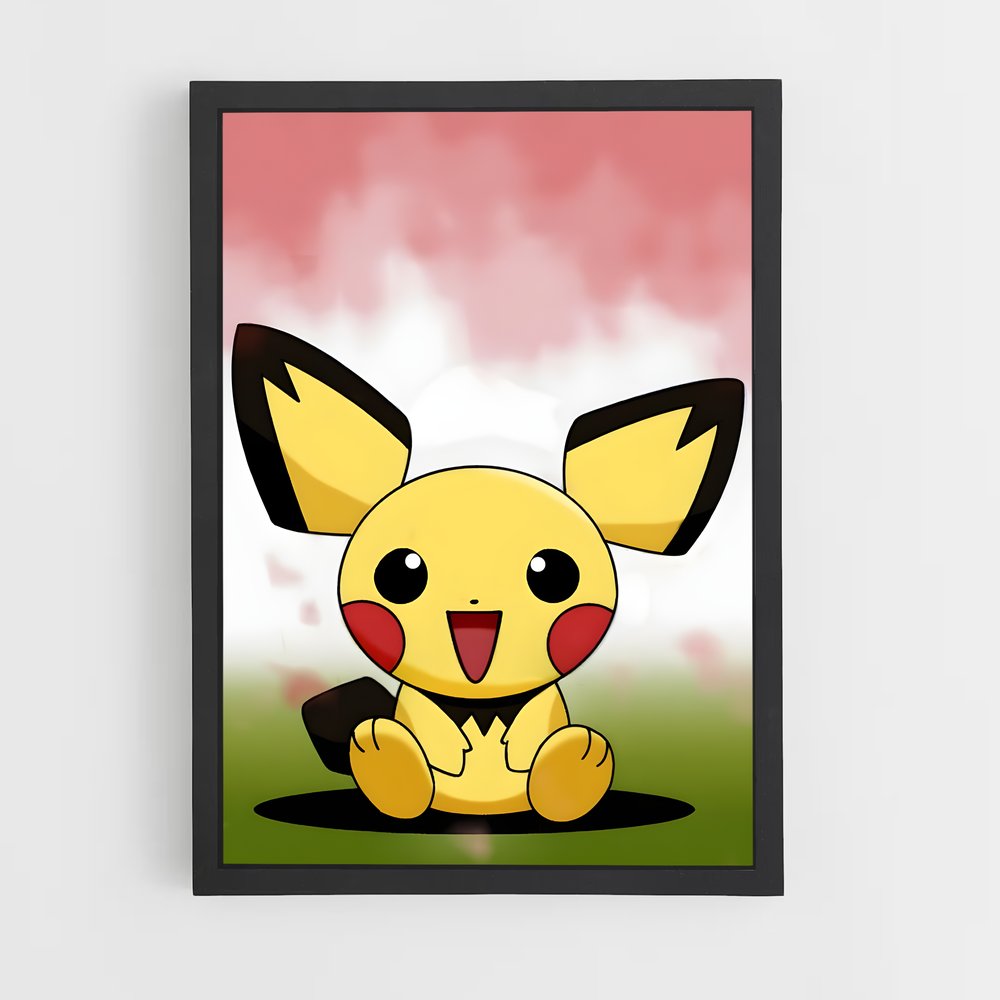 Poster Pichu Joyeux – affiche Pokemon (vue 2)