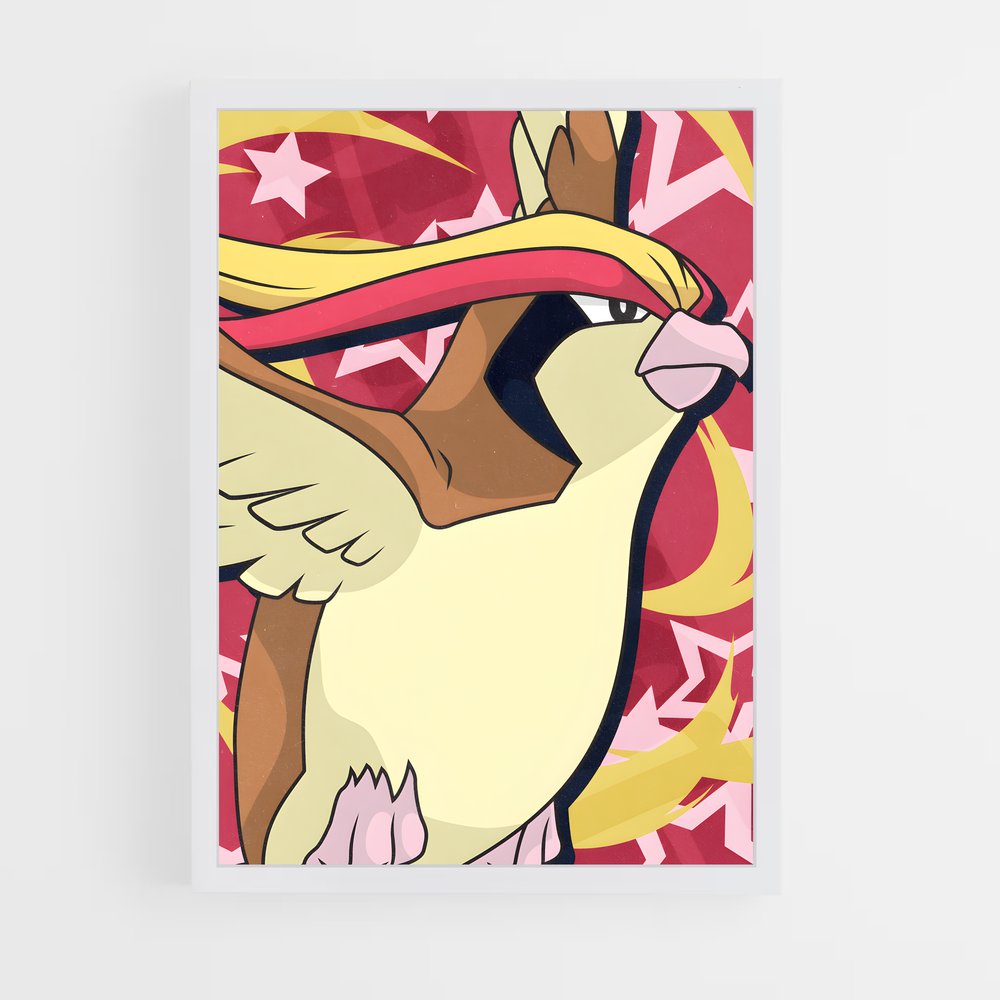 Poster Pidgeot en Rose – affiche Pokemon (vue 3)