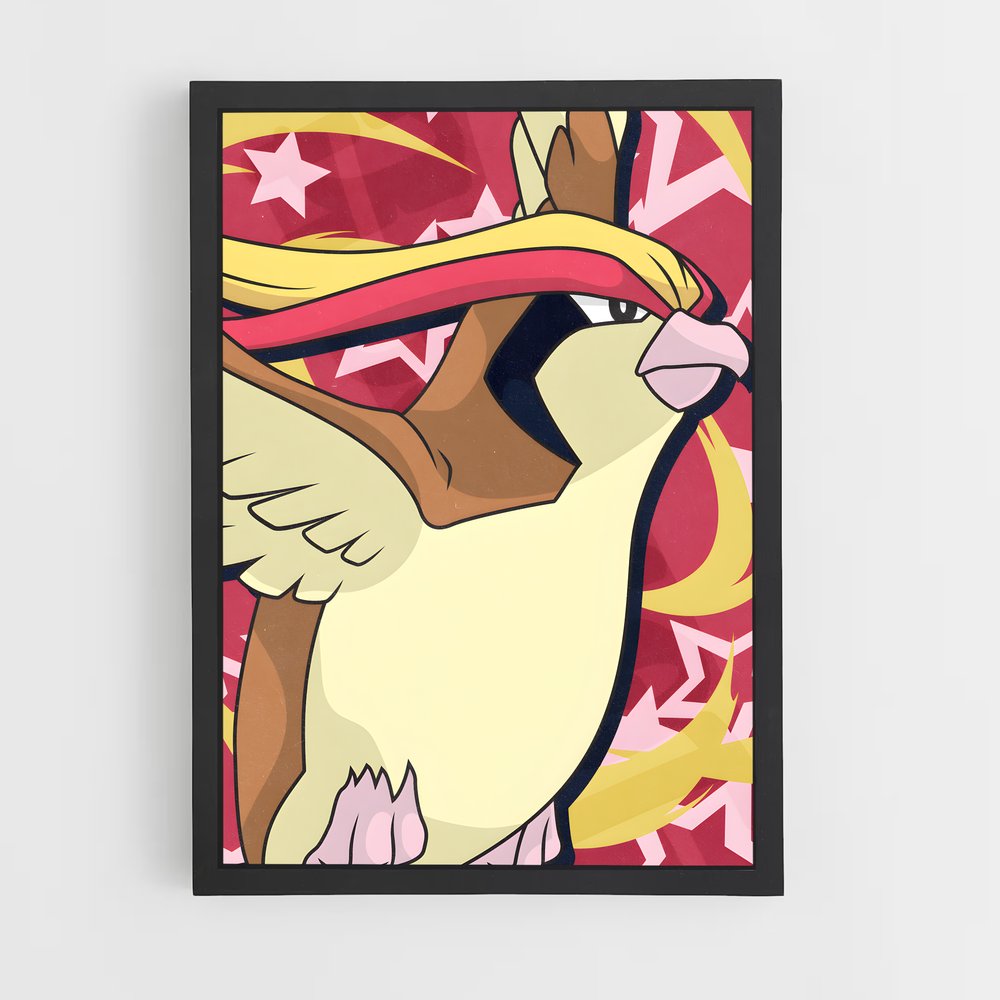 Poster Pidgeot en Rose – affiche Pokemon (vue 2)