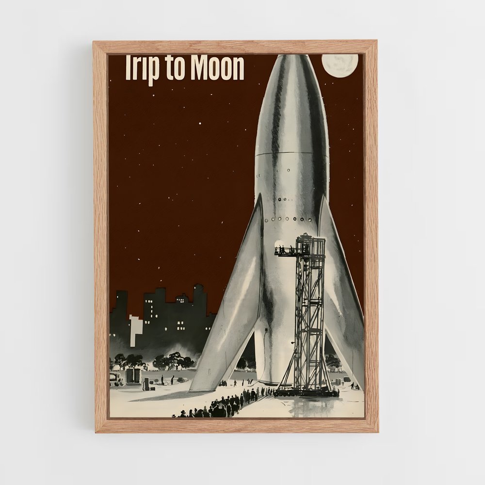 Poster Voyage Vers la Lune – affiche Espace rétro (vue 4)