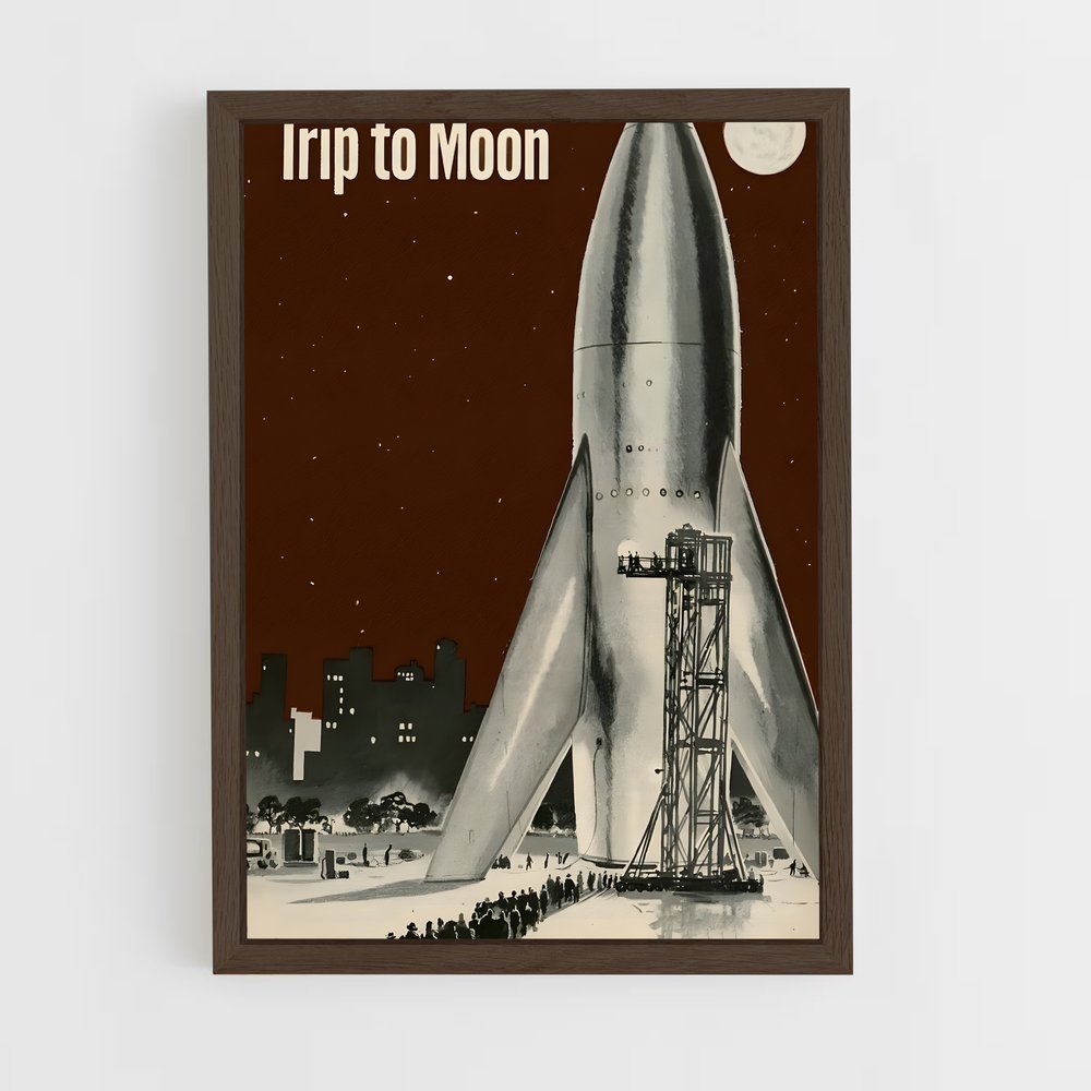 Poster Voyage Vers la Lune – affiche Espace rétro (vue 5)