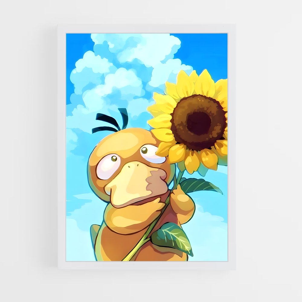 Poster Psyduck en Fleur – affiche Pokemon (vue 3)