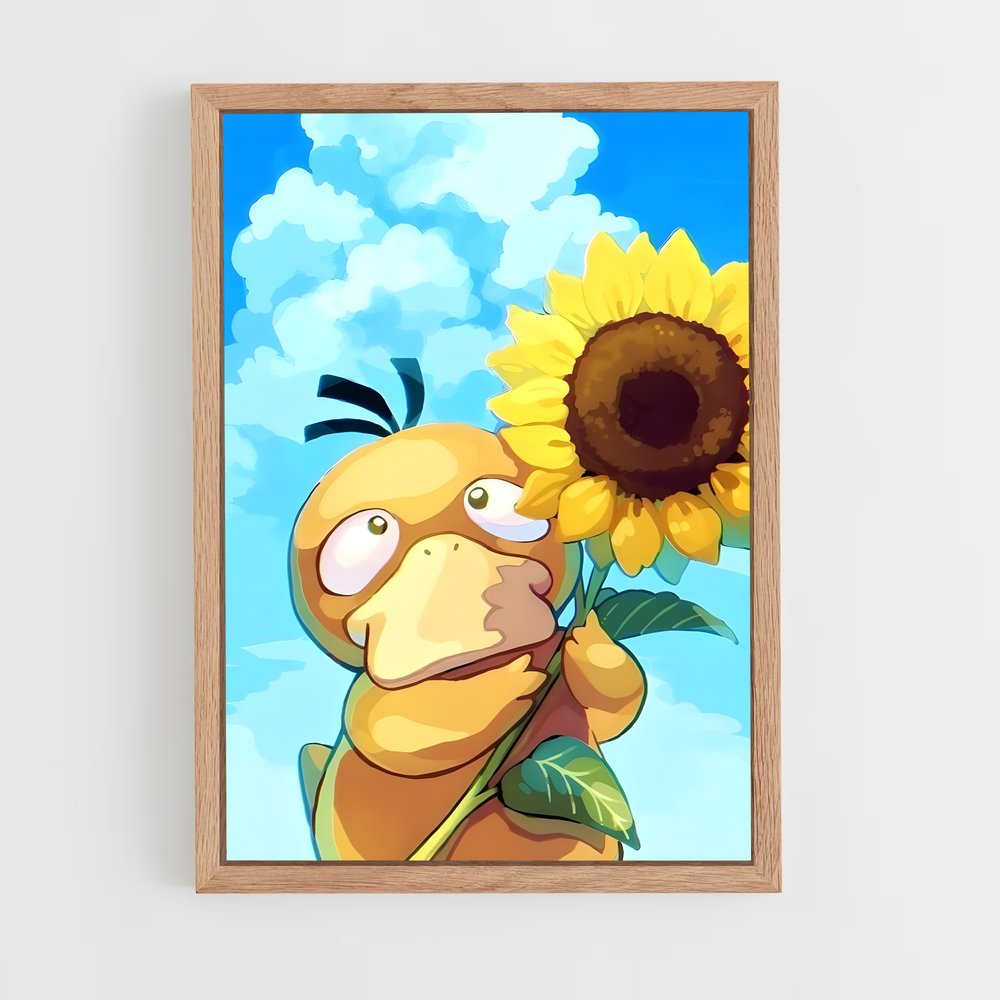 Poster Psyduck en Fleur – affiche Pokemon (vue 4)