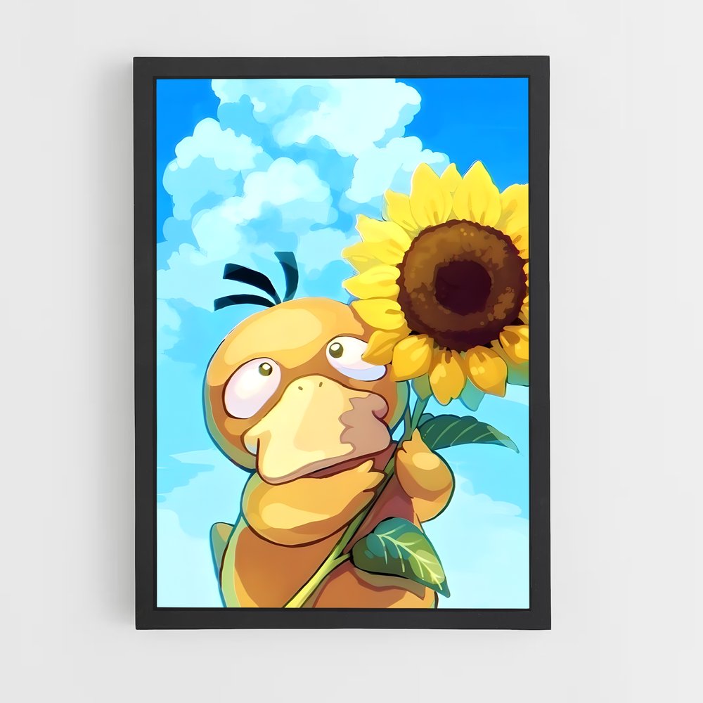Poster Psyduck en Fleur – affiche Pokemon (vue 2)