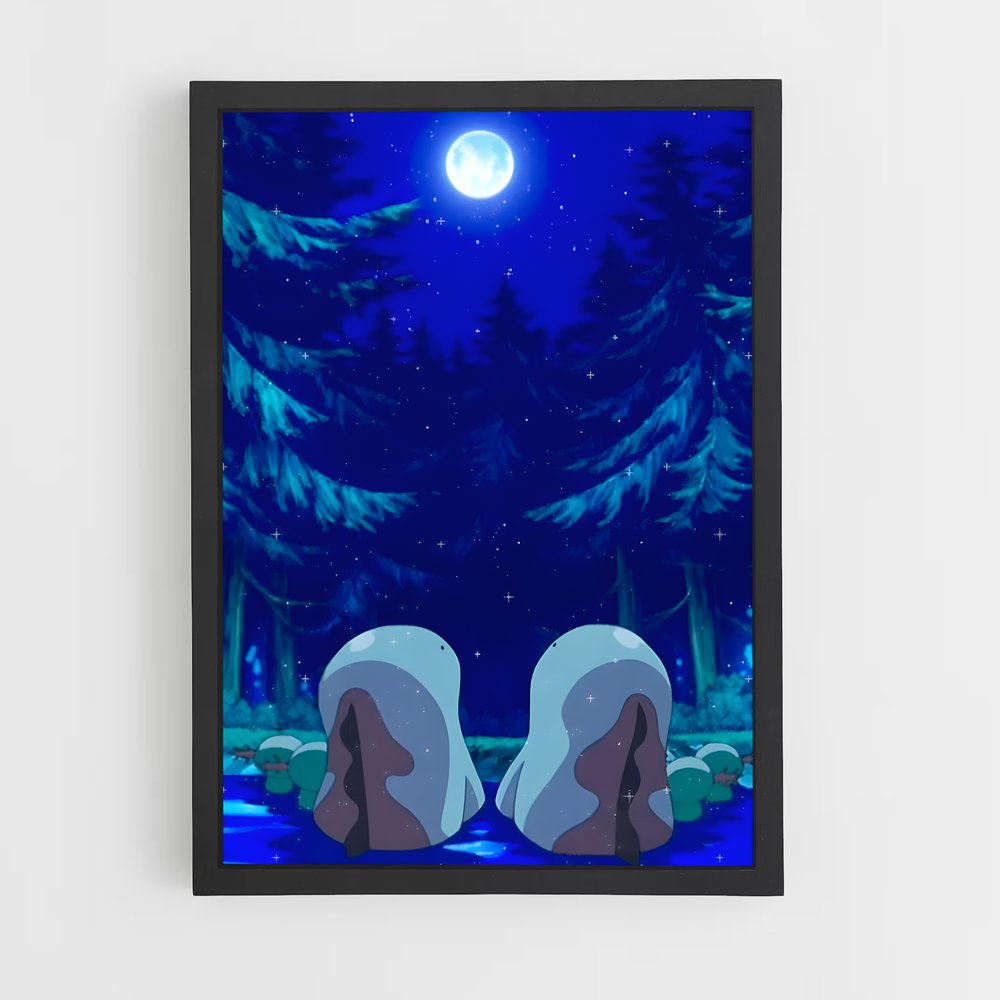 Poster Quagsire dans la Forêt Étoilée – affiche Pokemon (vue 2)