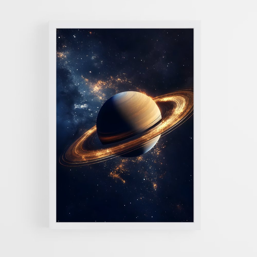 Poster Saturne Étoilée – affiche Système solaire (vue 3)