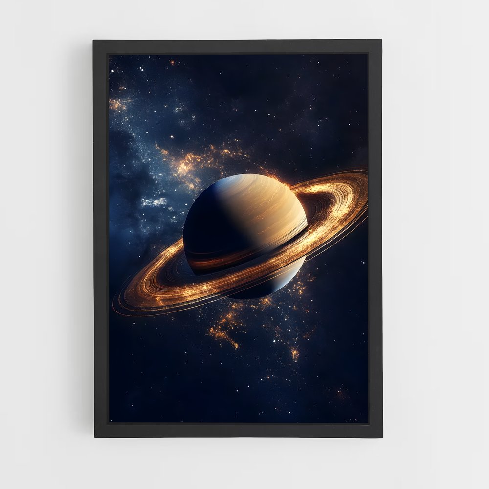 Poster Saturne Étoilée – affiche Système solaire (vue 2)