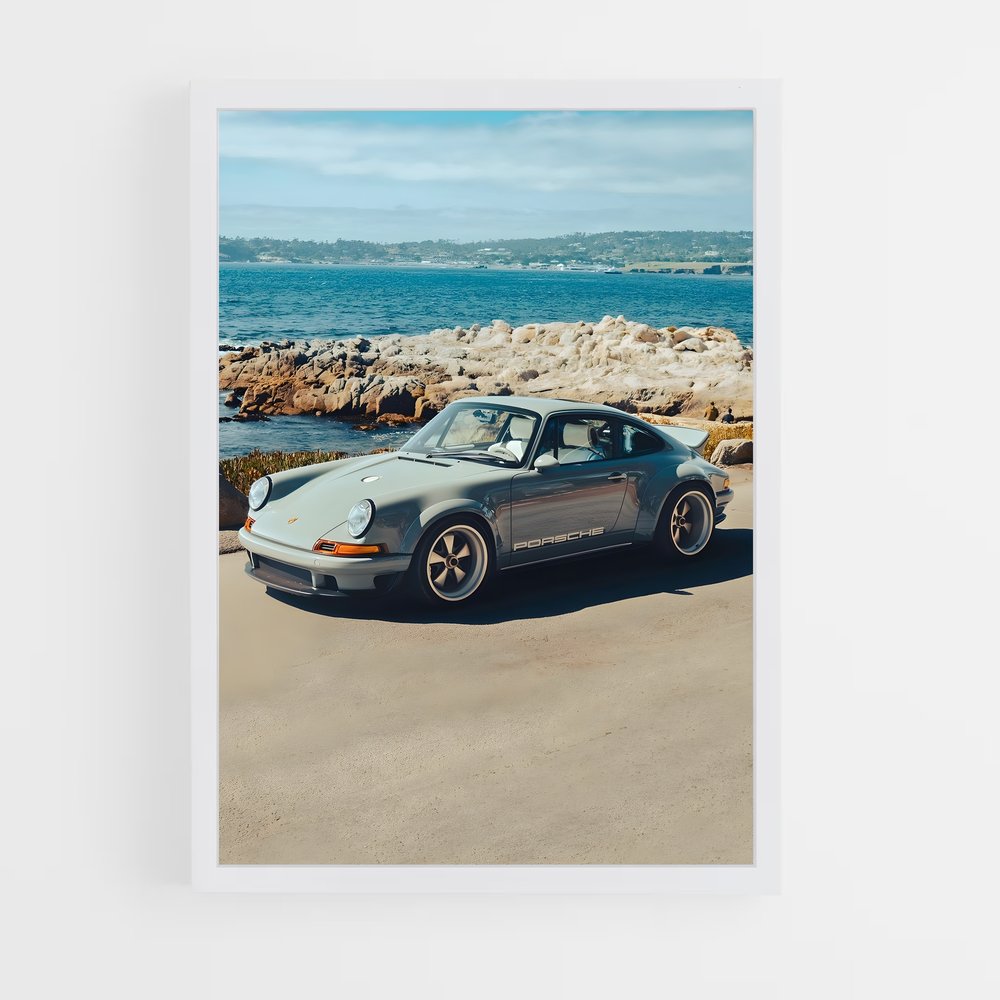Poster Porsche sur la Plage – affiche Voitures Singer (vue 3)