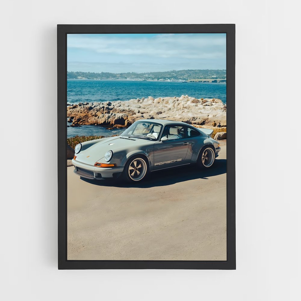Poster Porsche sur la Plage – affiche Voitures Singer (vue 2)