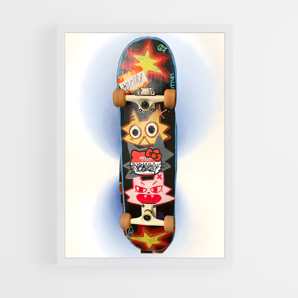 Poster Skate & Cat – affiche Skateboard (vue 3)