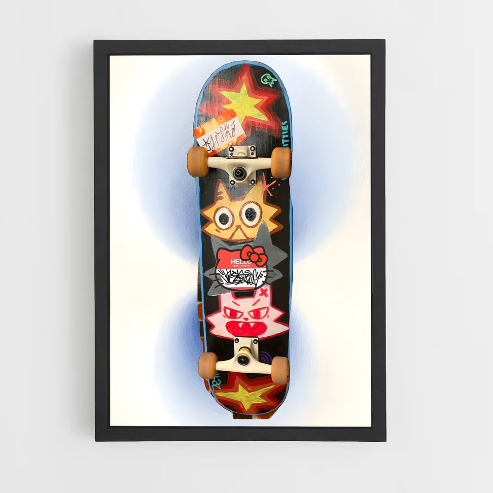 Poster Skate & Cat – affiche Skateboard (vue 2)
