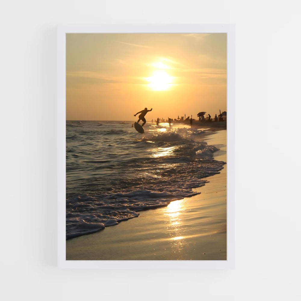 Poster Saut au Couchant – affiche Skimboard (vue 3)