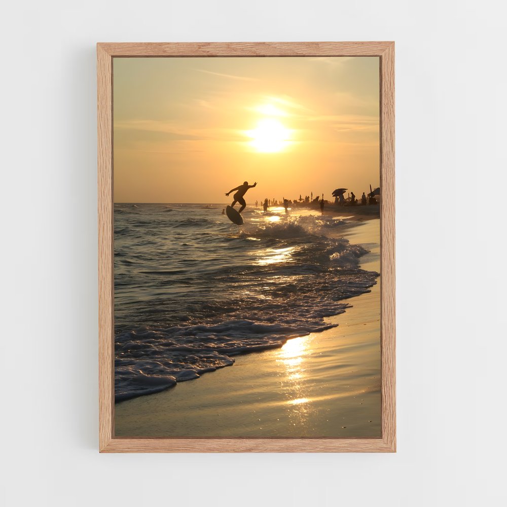 Poster Saut au Couchant – affiche Skimboard (vue 4)