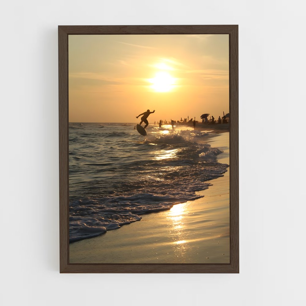 Poster Saut au Couchant – affiche Skimboard (vue 5)