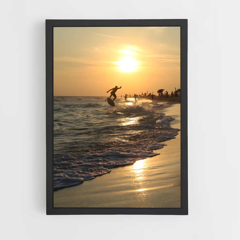 Poster Saut au Couchant – affiche Skimboard (vue 2)