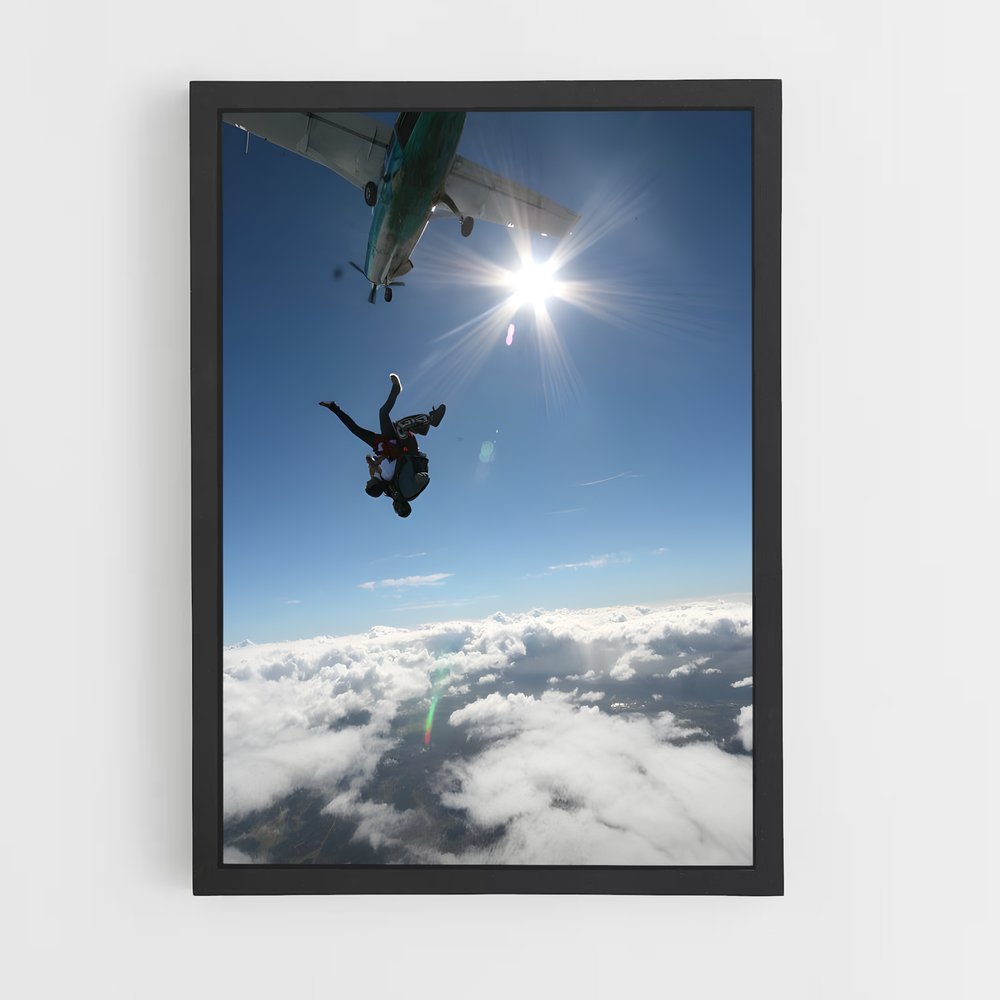 Poster Skydiving nuages – affiche Parachutisme (vue 2)