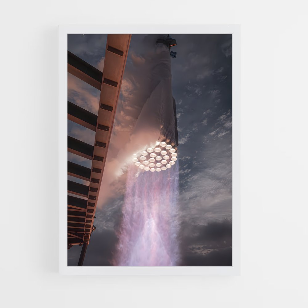 Poster fusée SpaceX dans le ciel étoilé – affiche Missions spatiales (vue 3)