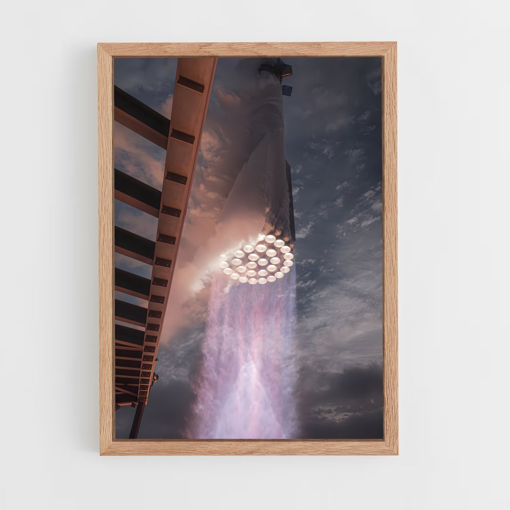 Poster fusée SpaceX dans le ciel étoilé – affiche Missions spatiales (vue 4)