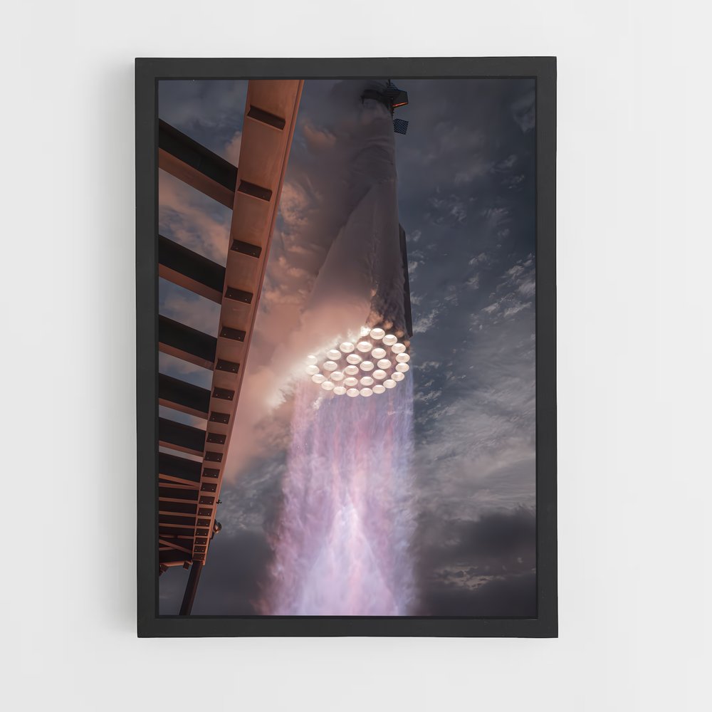 Poster fusée SpaceX dans le ciel étoilé – affiche Missions spatiales (vue 2)
