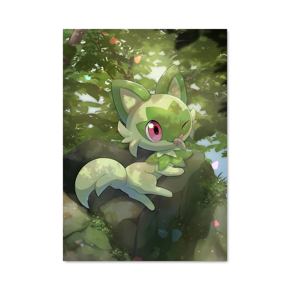 Poster Sprigatito Éblouissant – affiche Pokemon