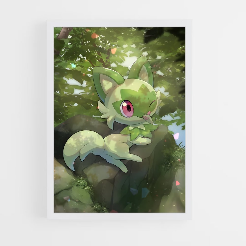 Poster Sprigatito Éblouissant – affiche Pokemon (vue 3)