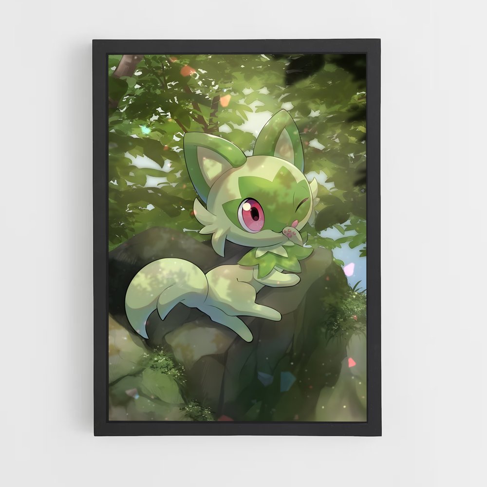 Poster Sprigatito Éblouissant – affiche Pokemon (vue 2)