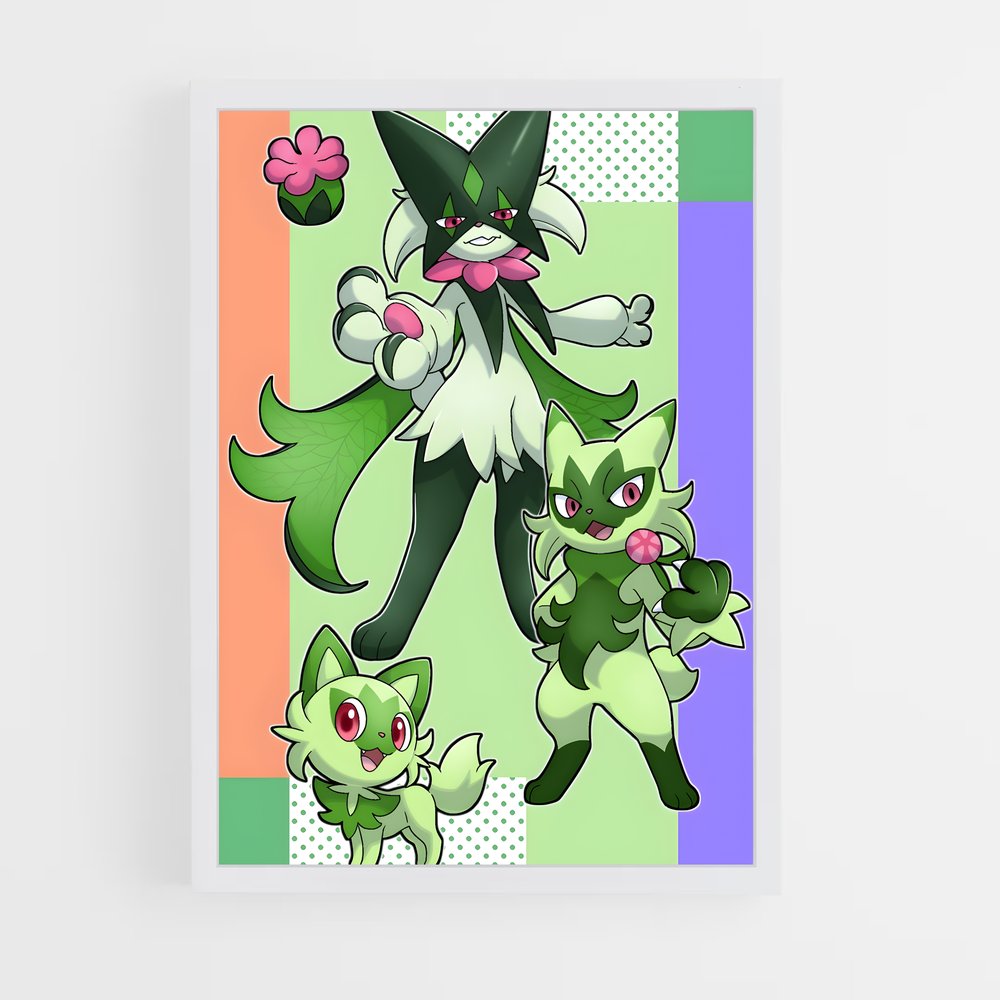 Poster Sprigatito et ses Amis Colorés – affiche Pokemon (vue 3)