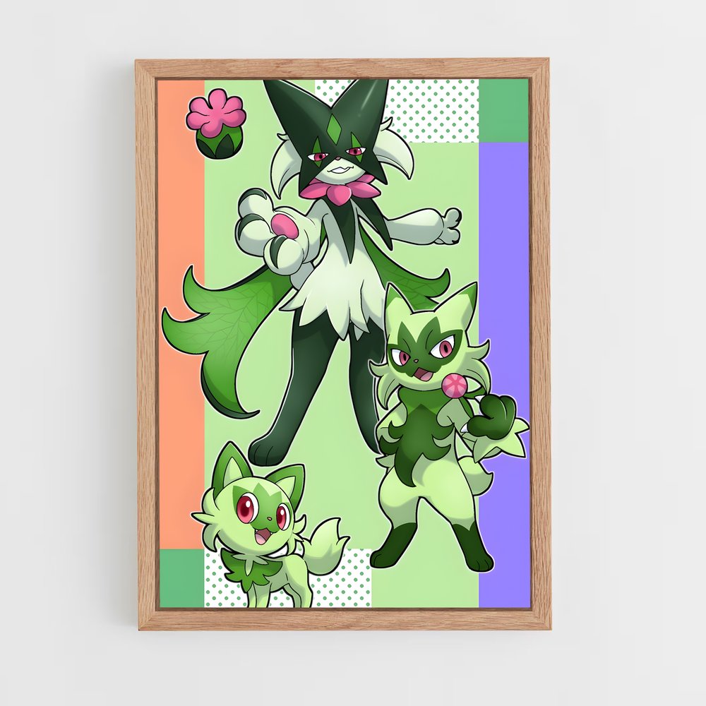 Poster Sprigatito et ses Amis Colorés – affiche Pokemon (vue 4)