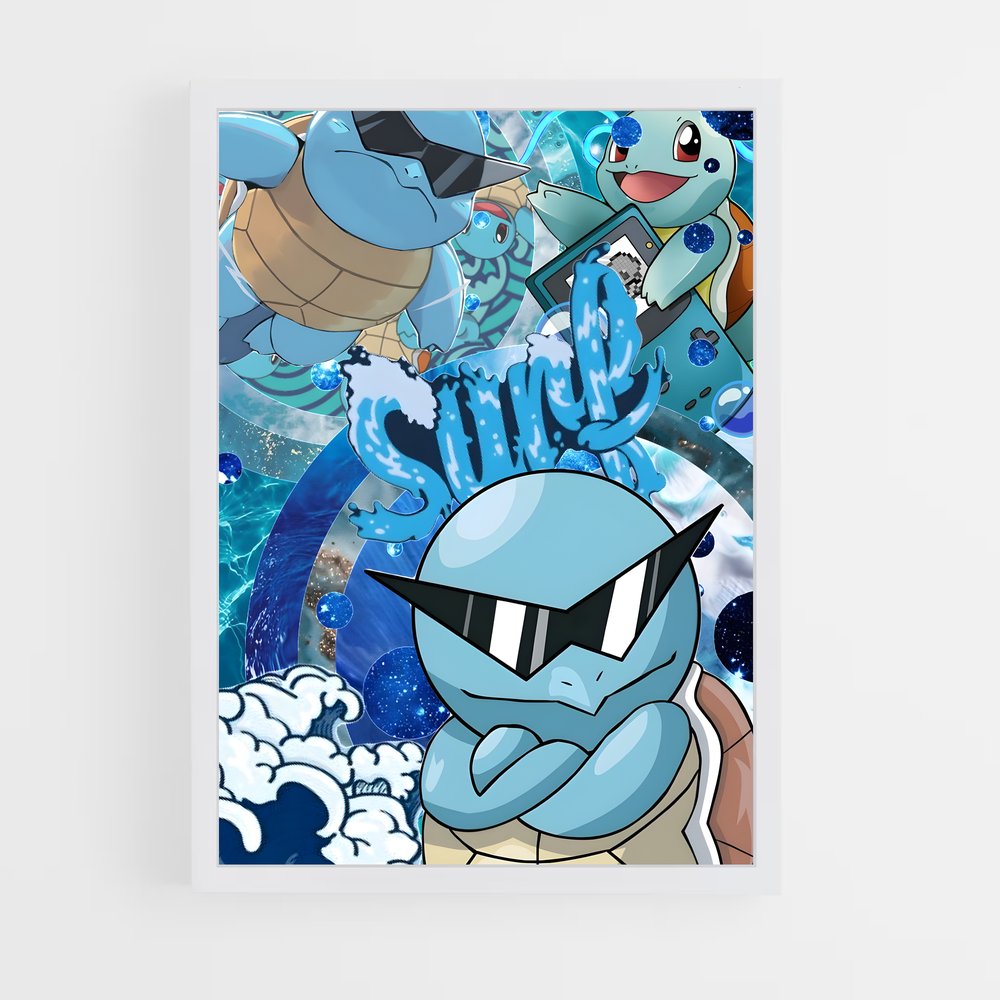 Poster Squirtle bain – affiche Pokemon (vue 3)