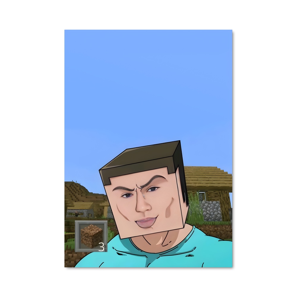 Poster Bleu Céleste – affiche Minecraft