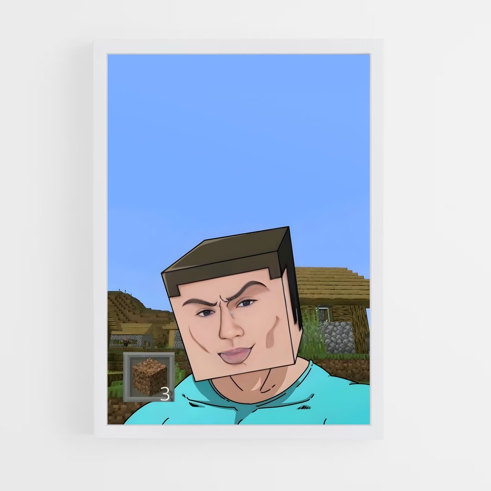 Poster Bleu Céleste – affiche Minecraft (vue 3)