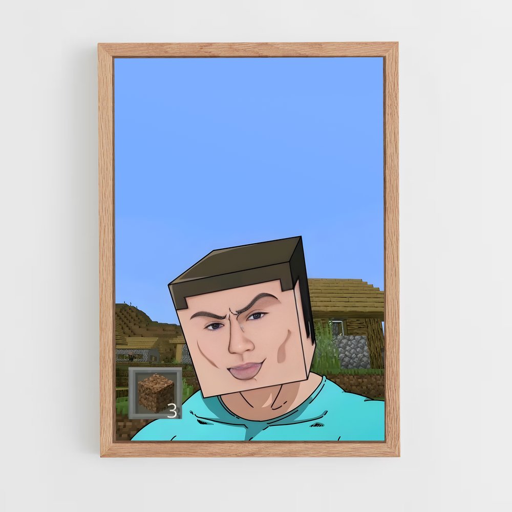 Poster Bleu Céleste – affiche Minecraft (vue 4)