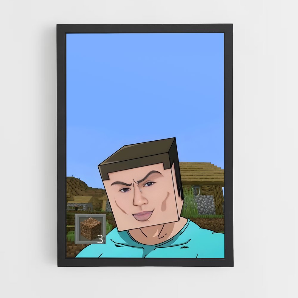 Poster Bleu Céleste – affiche Minecraft (vue 2)