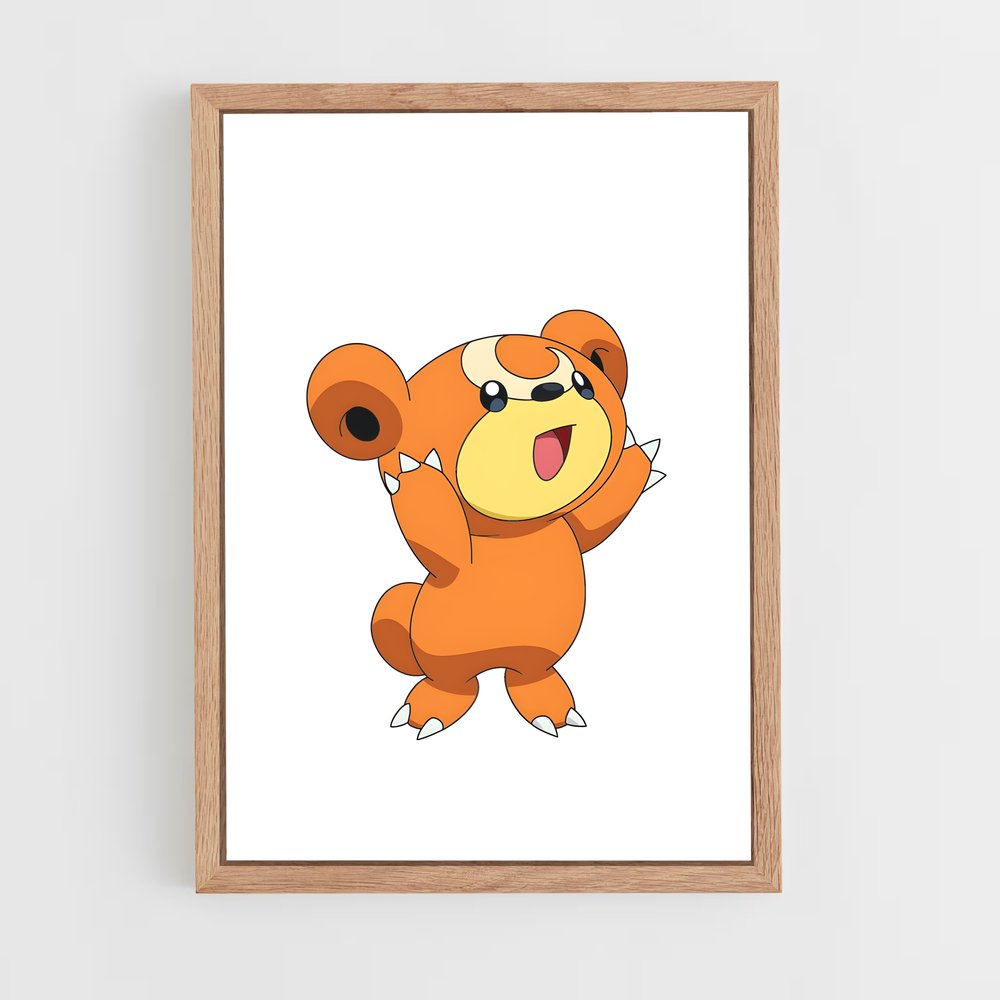 Poster Teddiursa Joyeux – affiche Pokemon (vue 4)