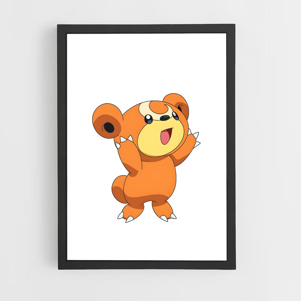 Poster Teddiursa Joyeux – affiche Pokemon (vue 2)