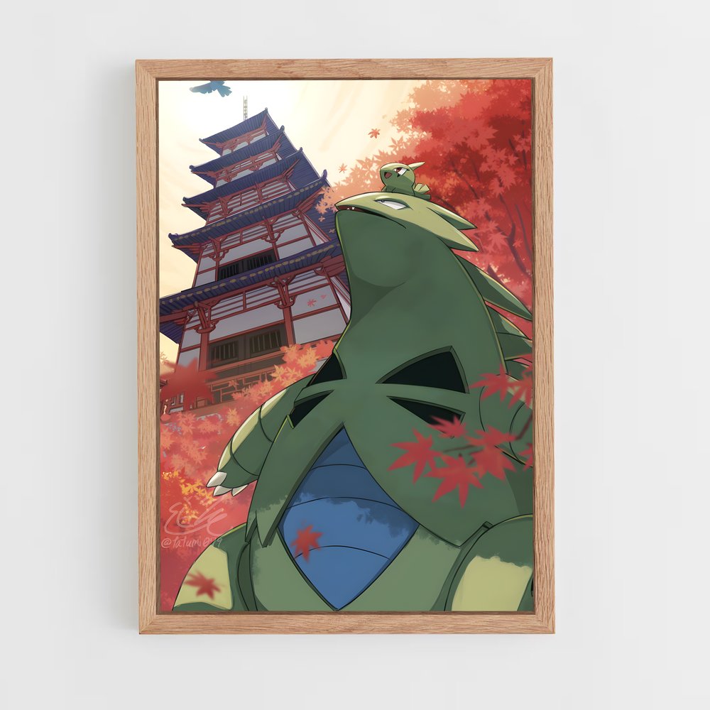 Poster Tyranitar au Cerisier Rouge – affiche Pokemon (vue 4)