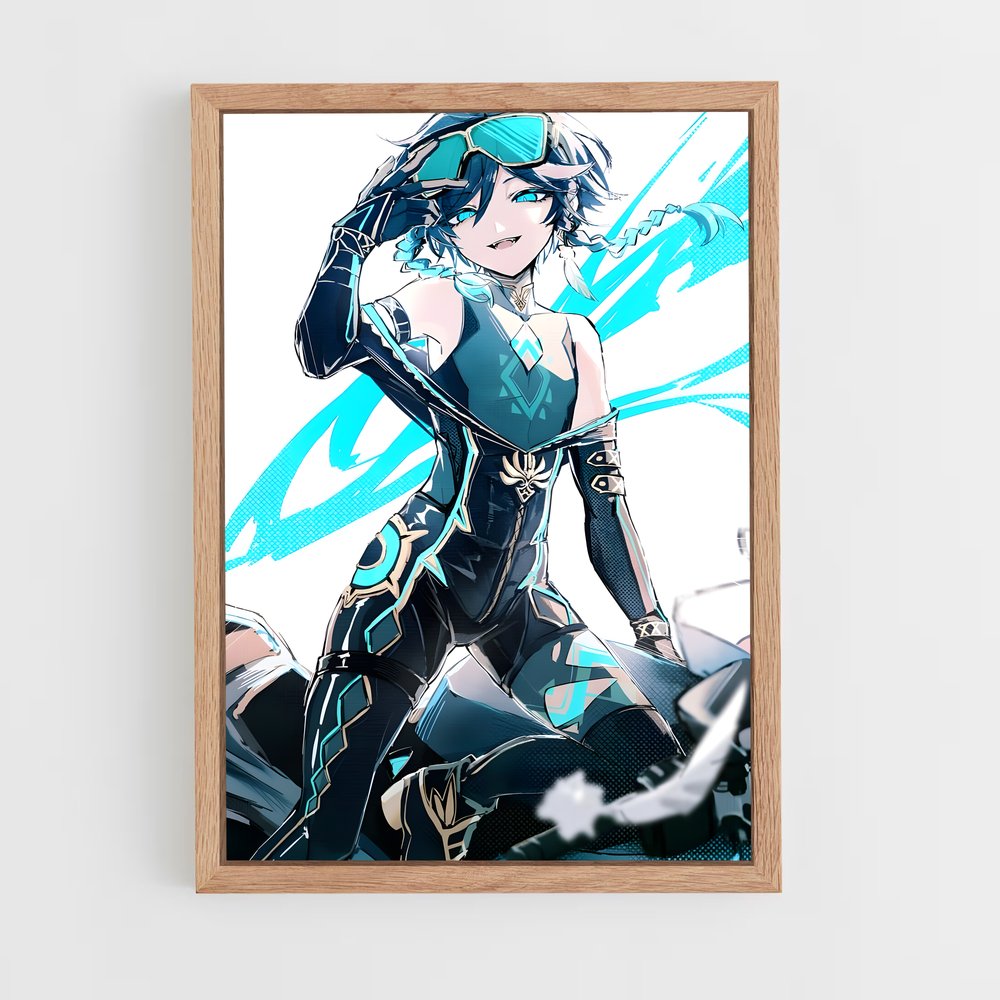 Poster La Guerrière Azur – affiche Genshin impact (vue 4)