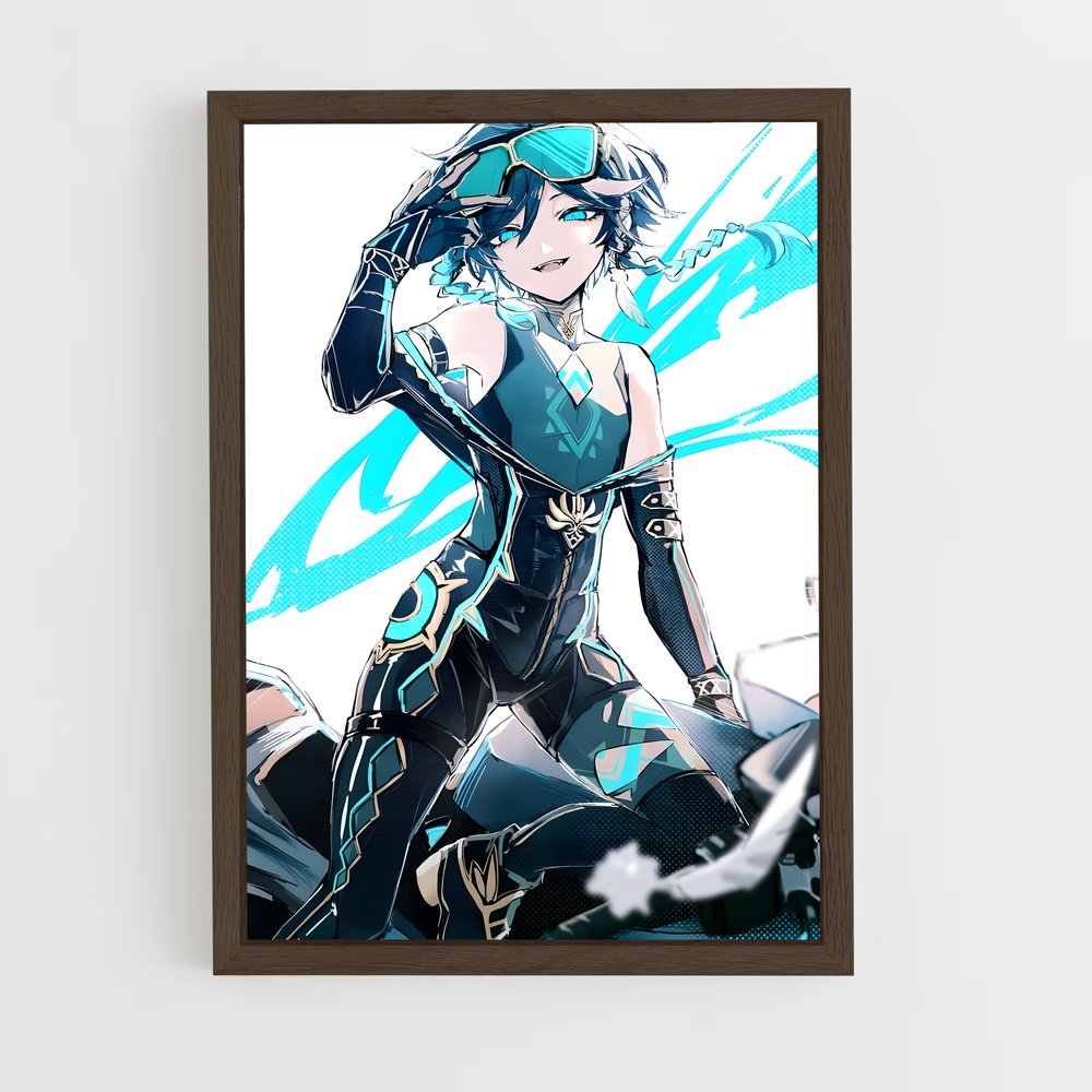Poster La Guerrière Azur – affiche Genshin impact (vue 5)