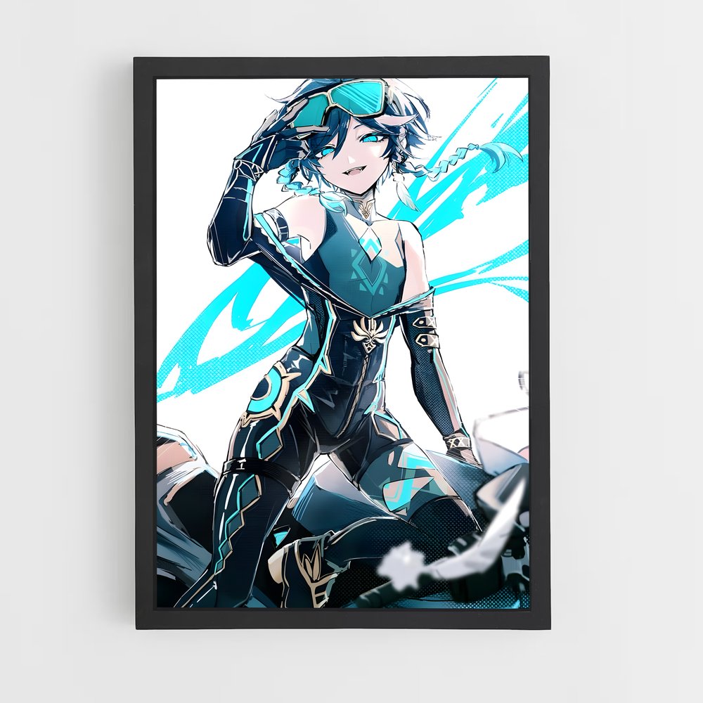 Poster La Guerrière Azur – affiche Genshin impact (vue 2)