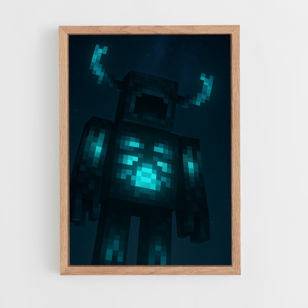 Poster Pixel Noir et Bleu – affiche Minecraft (vue 4)