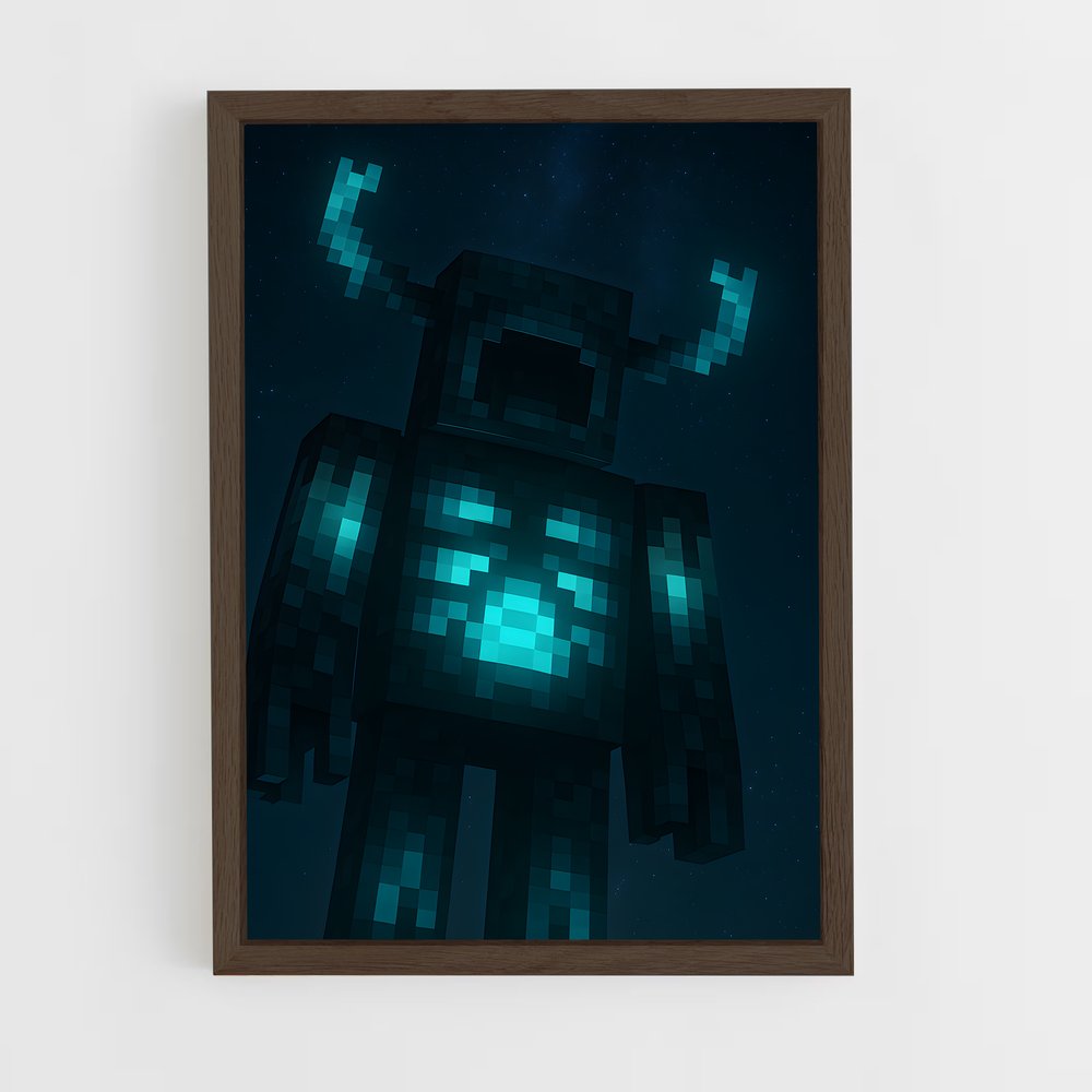 Poster Pixel Noir et Bleu – affiche Minecraft (vue 5)