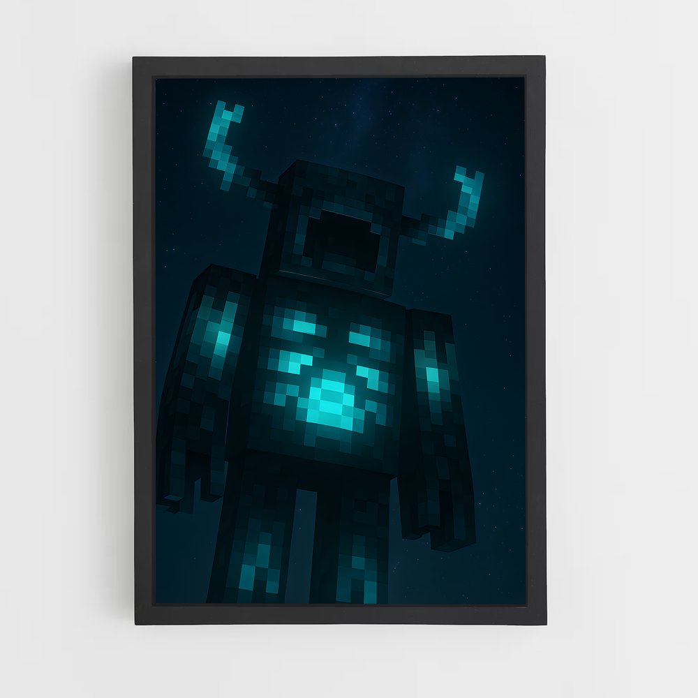 Poster Pixel Noir et Bleu – affiche Minecraft (vue 2)