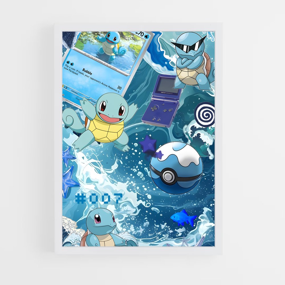 Poster Wartortle Splash – affiche Pokemon (vue 3)