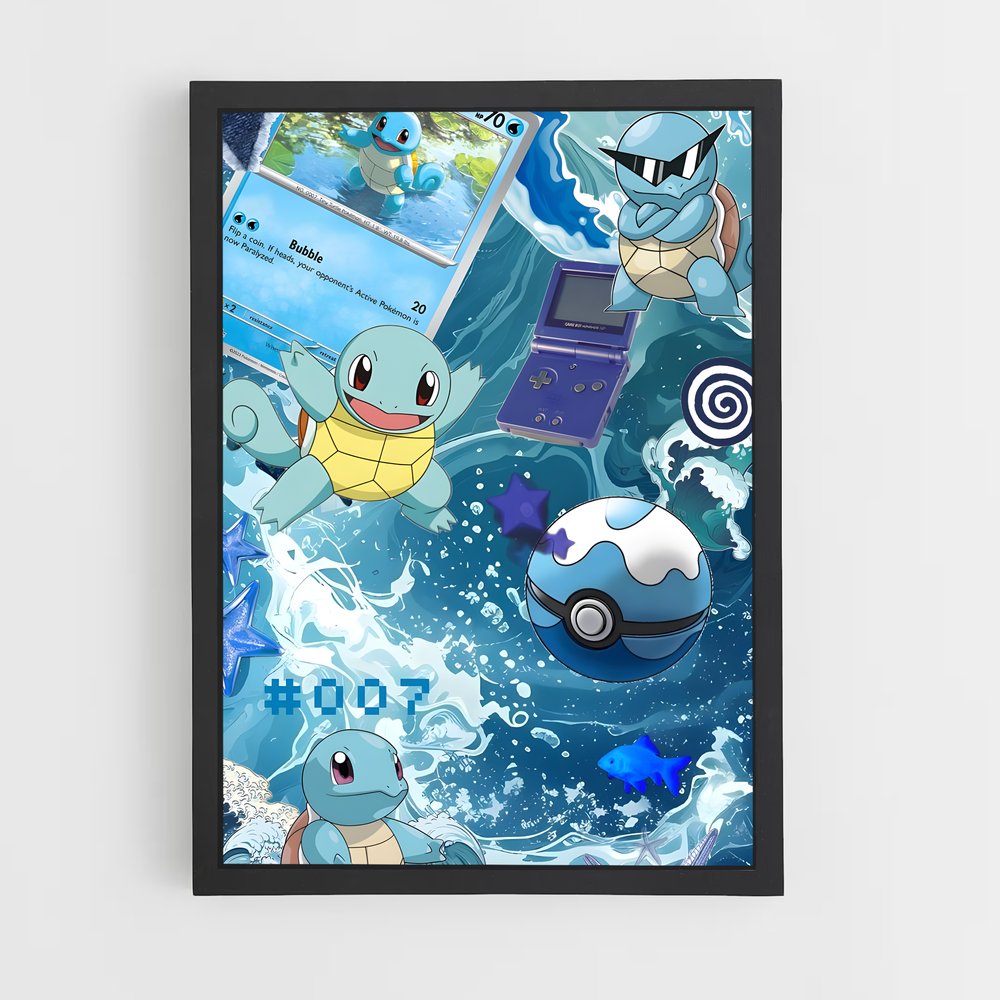 Poster Wartortle Splash – affiche Pokemon (vue 2)